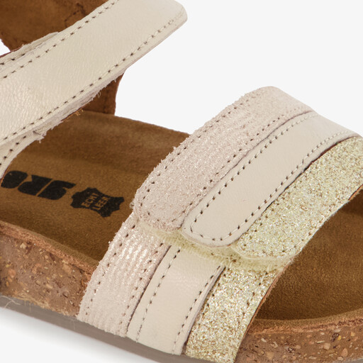 Leren meisjes sandalen met glitters goud beige