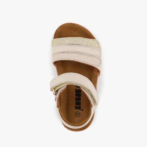 Leren meisjes sandalen met glitters goud beige