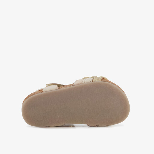Leren meisjes sandalen met glitters goud beige