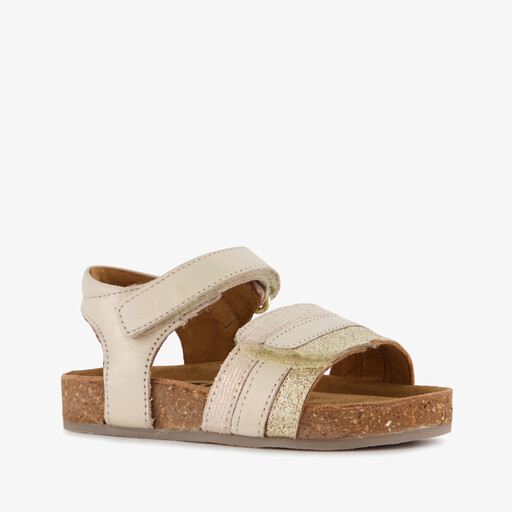 Leren meisjes sandalen met glitters goud beige