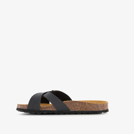 Leren dames bio slippers zwart