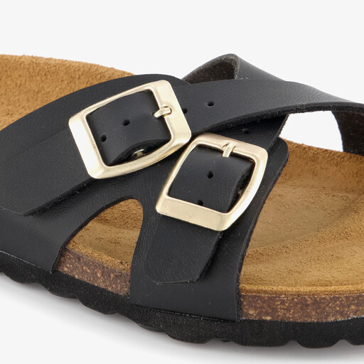 Leren dames bio slippers zwart