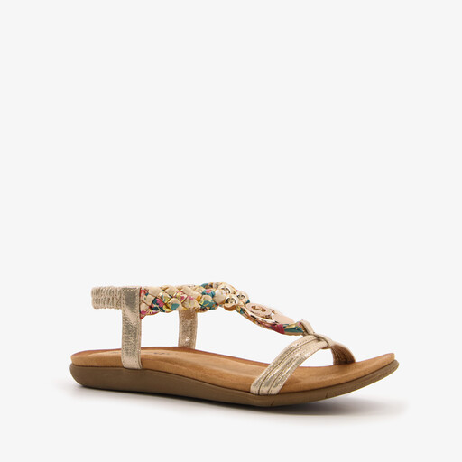 Dames sandalen goud gevlochten detail
