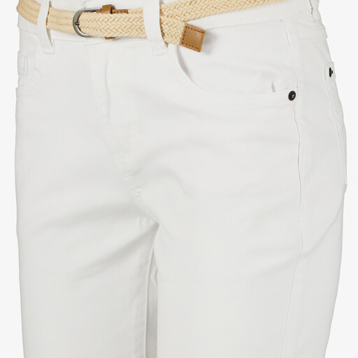 Dames carpri broek met riem wit