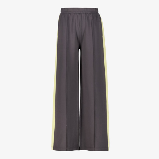 Meisjes wide leg broek met bies grijs geel