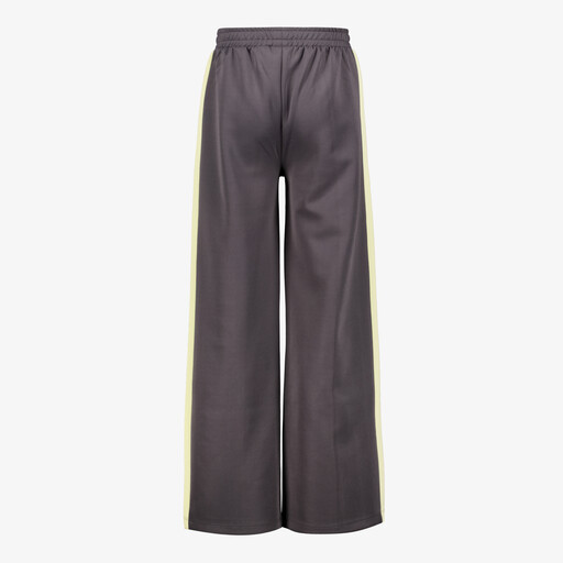 Meisjes wide leg broek met bies grijs geel