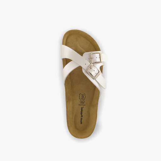 Leren dames bio slippers goud