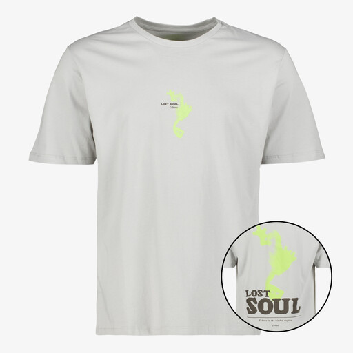 Heren T-shirt met backprint grijs