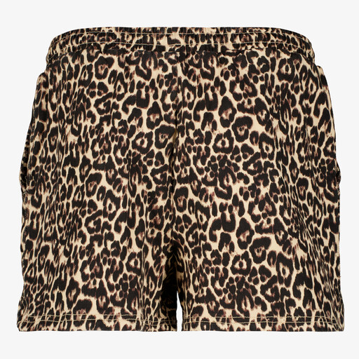 Dames short met panterprint bruin