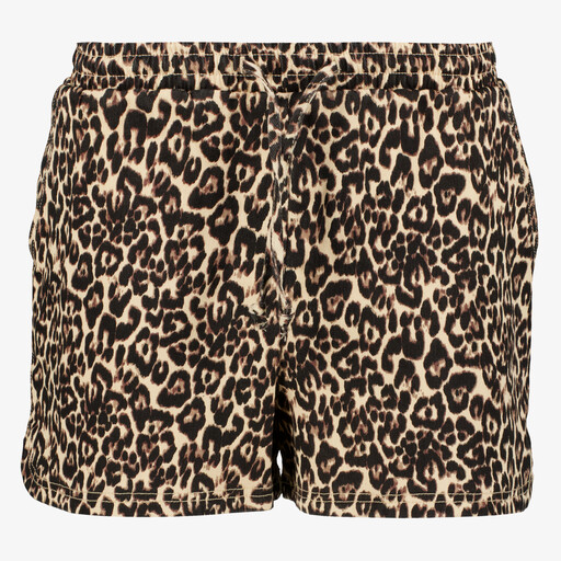 Dames short met panterprint bruin
