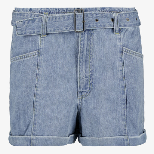 Dames denim short met riem blauw