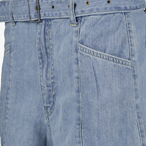 Dames denim short met riem blauw