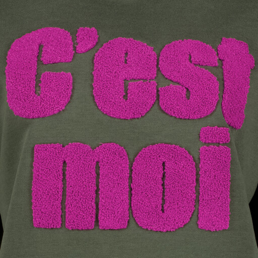 Dames sweat T-shirt met tekstopdruk groen