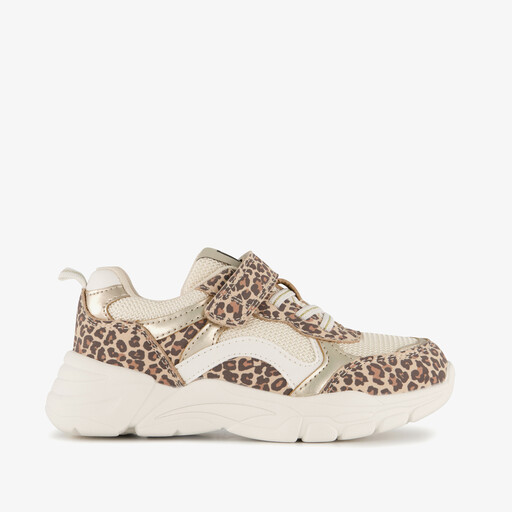 Meisjes sneakers met panterprint wit