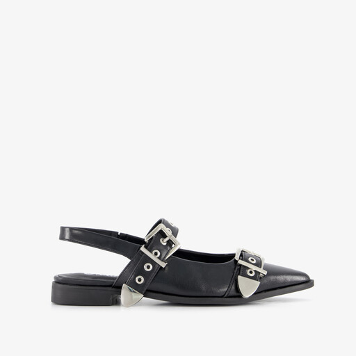 Dames slingbacks met gespen zwart