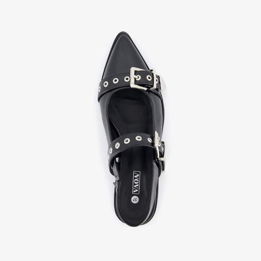 Dames slingbacks met gespen zwart