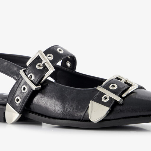 Dames slingbacks met gespen zwart