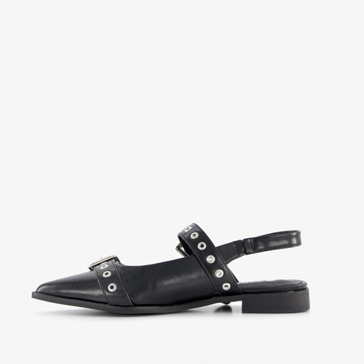 Dames slingbacks met gespen zwart