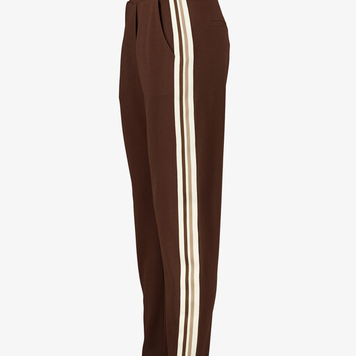 Dames pantalon met bies bruin
