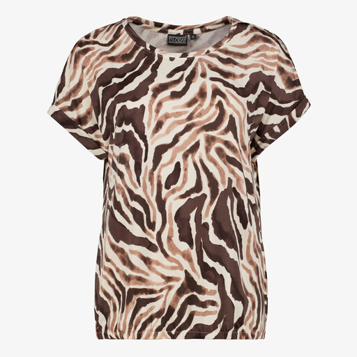 Dames top met zebraprint bruin