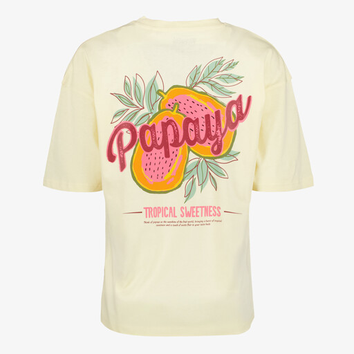Dames T-shirt met backprint botergeel