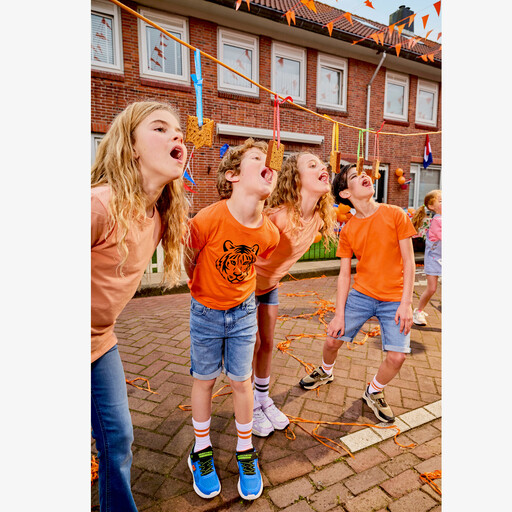 Jongens T-shirt met tijgerkop oranje
