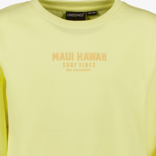 Jongens sweater met backprint geel