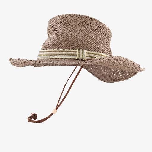 Dames strohoed met koord bruin