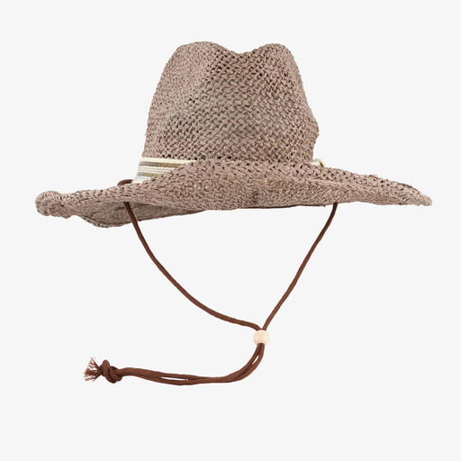 Dames strohoed met koord bruin