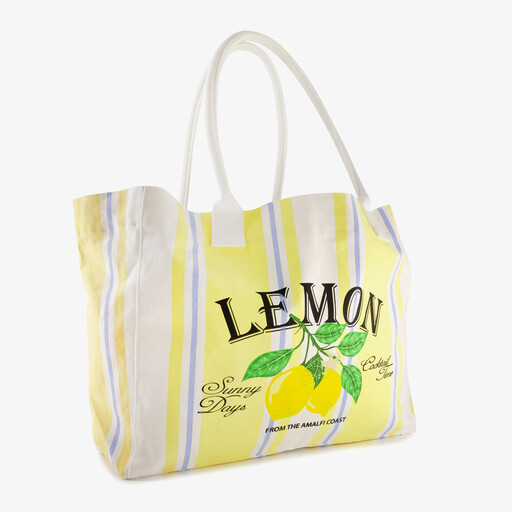 Dames shopper strandtas met citroenen geel
