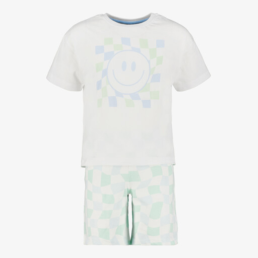 Smiley kinder shortama wit groen