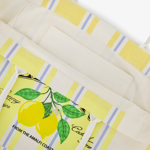 Dames shopper strandtas met citroenen geel
