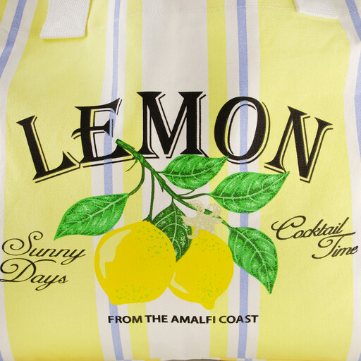 Dames shopper strandtas met citroenen geel