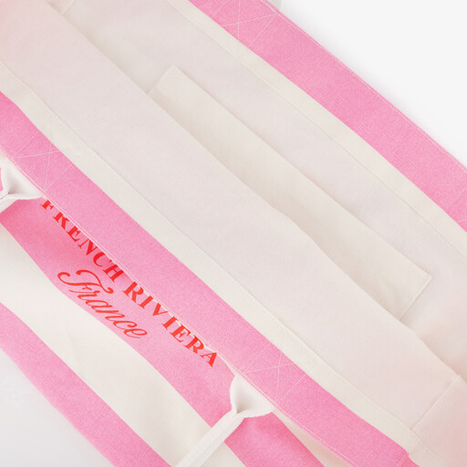 Dames shopper strandtas met strepen roze