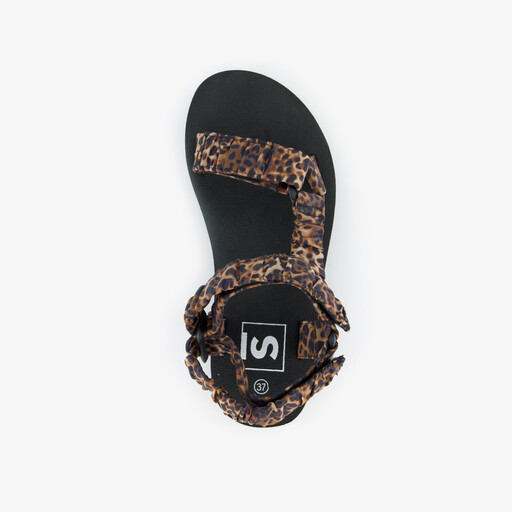 Dames sandalen met plateauzool en panterprint