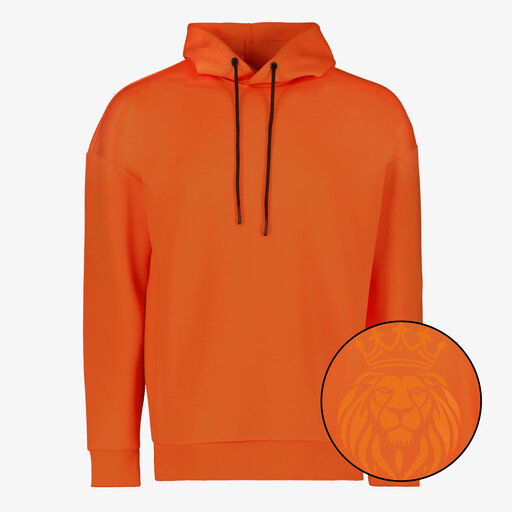 Heren hoodie met backprint oranje