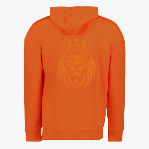 Heren hoodie met backprint oranje