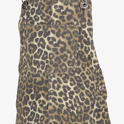 Meisjes denim tuinjurk met panterpint