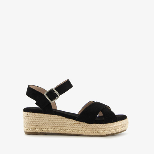 Dames espadrilles met sleehak zwart