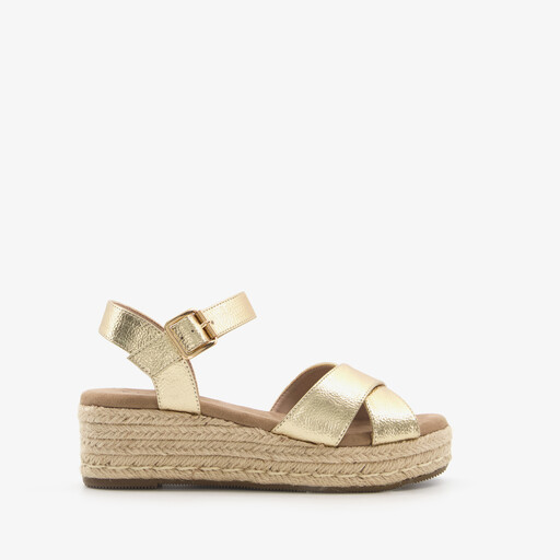 Dames espadrilles met sleehak goud