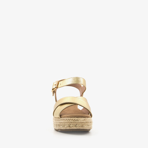 Dames espadrilles met sleehak goud