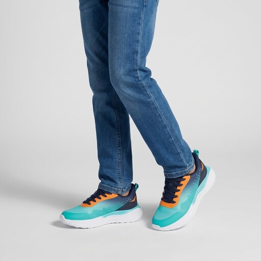 Kinder sportschoenen blauw oranje