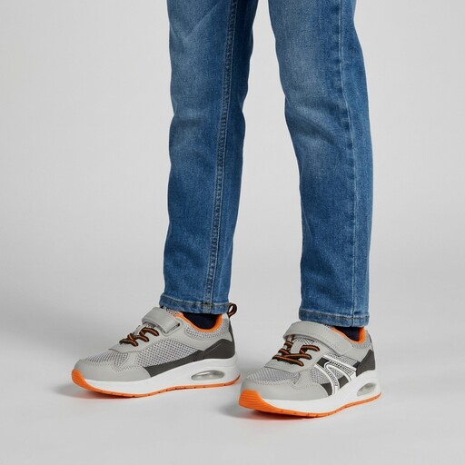 Jongens sneakers met airzool grijs oranje