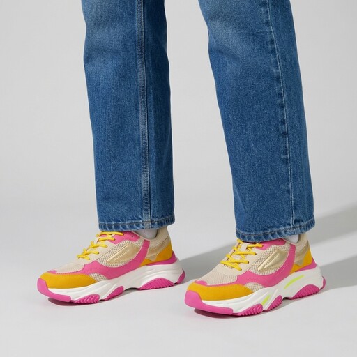 Dames dad sneakers roze oranje