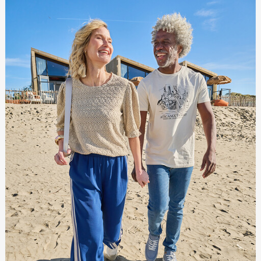 Heren T-shirt met opdruk creme