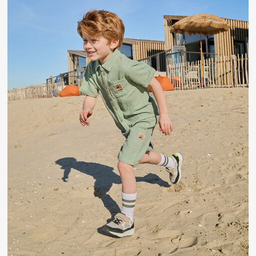 Jongens mousseline short groen