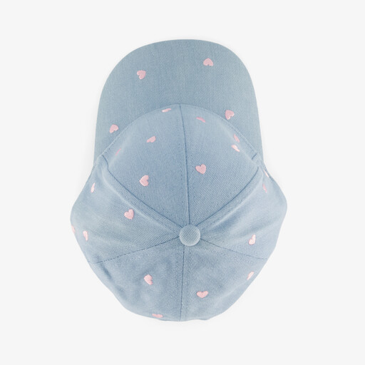 Meisjes pet denim blauw met hartjes