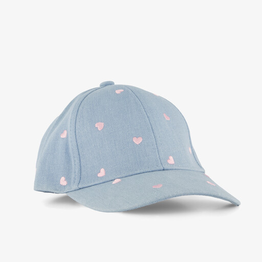 Meisjes pet denim blauw met hartjes