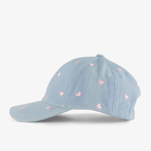 Meisjes pet denim blauw met hartjes