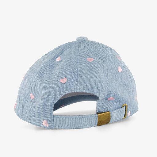 Meisjes pet denim blauw met hartjes